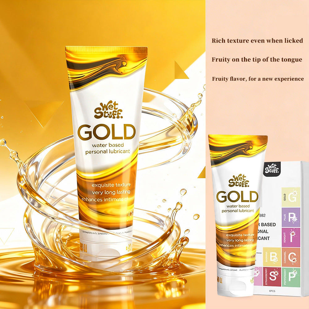 Wet Stuff Gold Water-Based Female Lubricant Gel 100g Edible Smooth pH Balanced