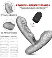 Venusfun Striped Silicone Anal Plug for Men Wireless Remote 16 Vibration 3 Thrusting Heated