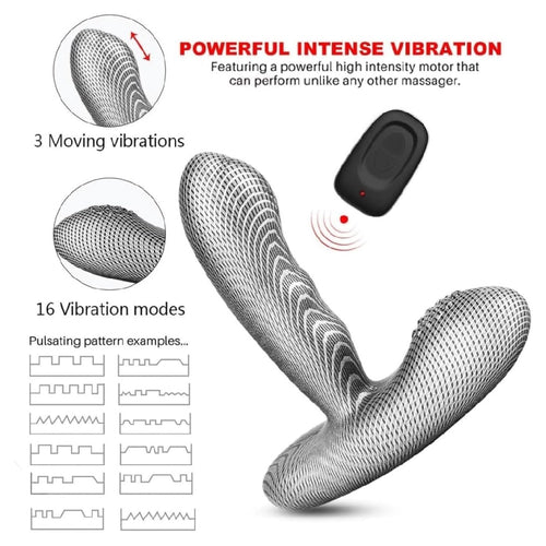 Venusfun Striped Silicone Anal Plug for Men Wireless Remote 16 Vibration 3 Thrusting Heated
