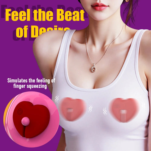 Venusfun Heart Shaped BDSM Vibrator Nipple Toys for Women Multi-Function Silicone with 12 Vibration Modes