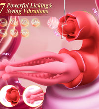 Venusfun 3 in 1 Rose Tongue Vibrator for Women Clit Nipple G-Spot 7 Licking Swinging Vibrations