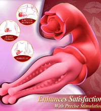 Venusfun 3 in 1 Rose Tongue Vibrator for Women Clit Nipple G-Spot 7 Licking Swinging Vibrations