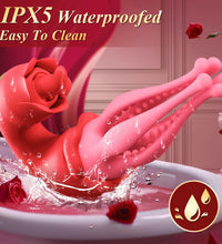Venusfun 3 in 1 Rose Tongue Vibrator for Women Clit Nipple G-Spot 7 Licking Swinging Vibrations
