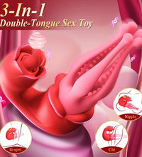 Venusfun 3 in 1 Rose Tongue Vibrator for Women Clit Nipple G-Spot 7 Licking Swinging Vibrations