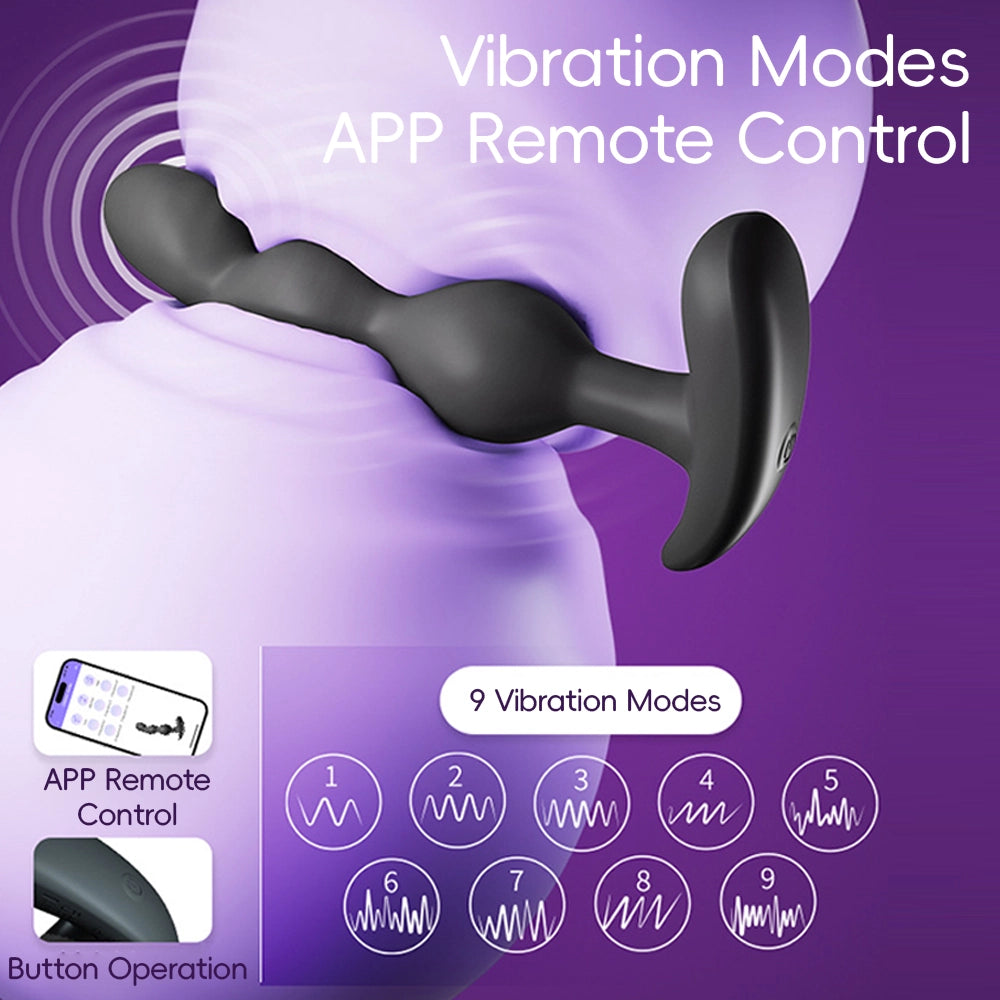 Venusfun App Controlled Thrusting Vibrating Anal Beads for Couples Soft Silicone 9 Modes