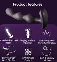 Venusfun App Controlled Thrusting Vibrating Anal Beads for Couples Soft Silicone 9 Modes