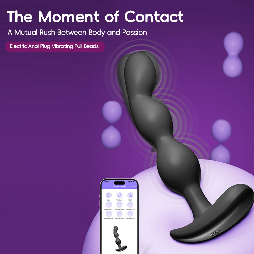 Venusfun App Controlled Thrusting Vibrating Anal Beads for Couples Soft Silicone 9 Modes