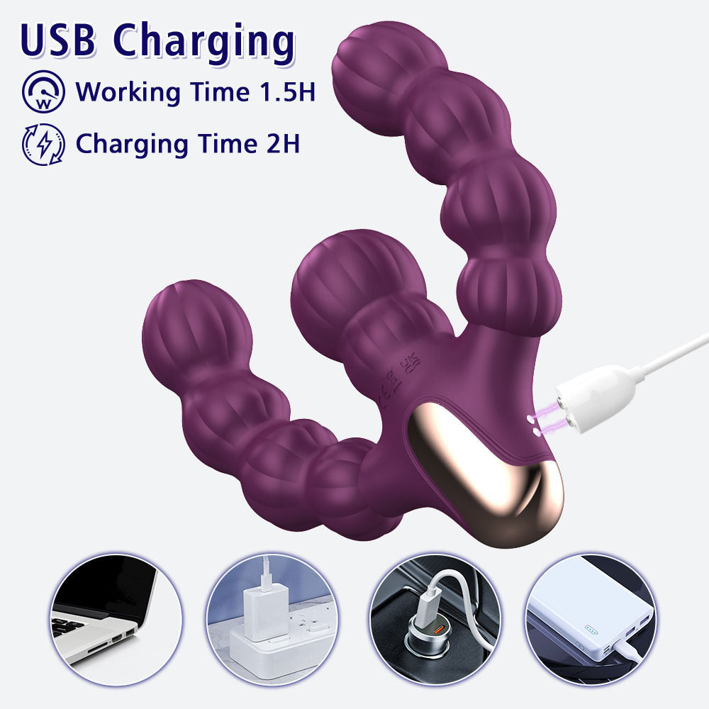Venusfun Dual Ended Anal Beads Vibrating Thrusting G-Spot Massager For Female