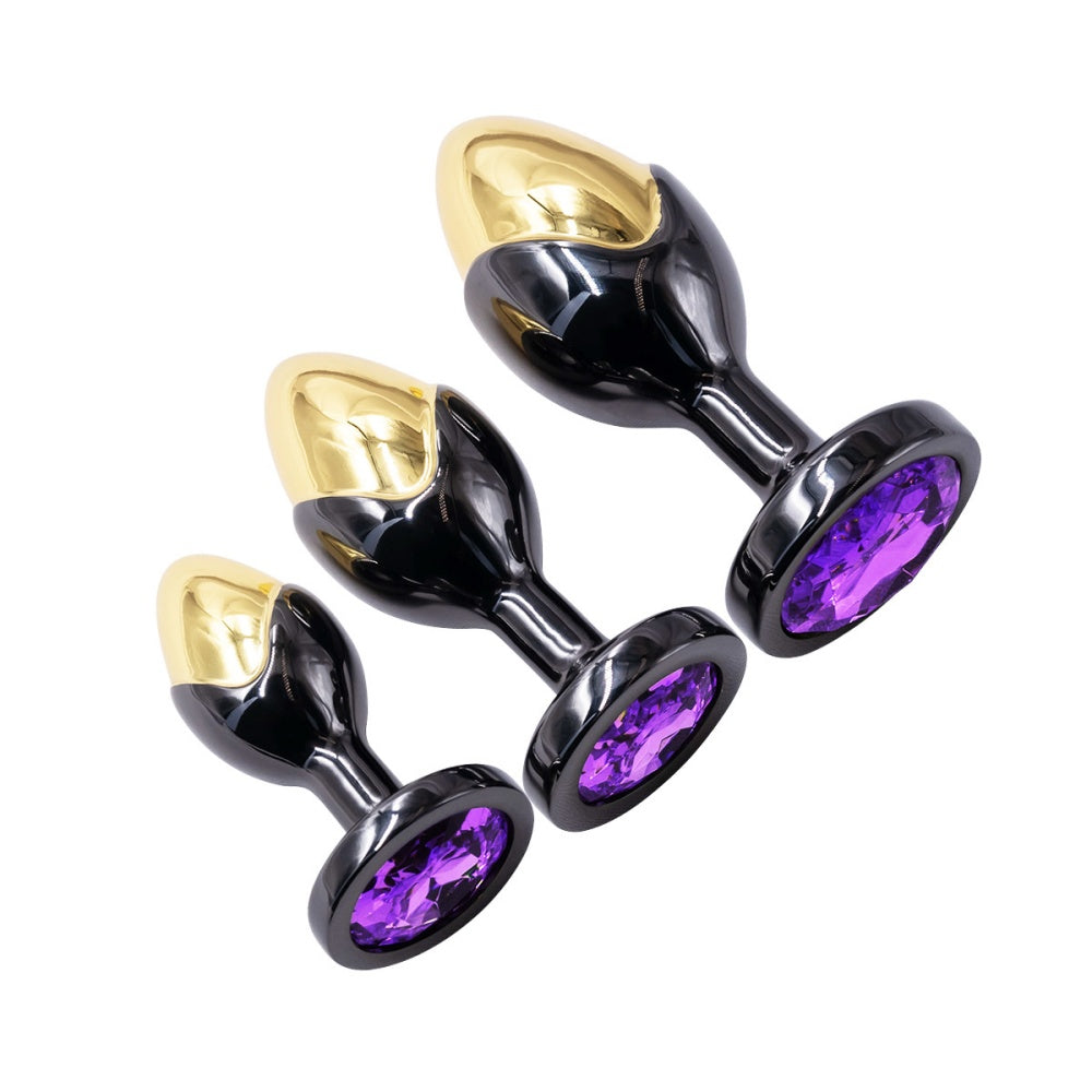 Venusfun 3PCS Metal Anal Plug Dual-color Butt Plug For BDSM Play