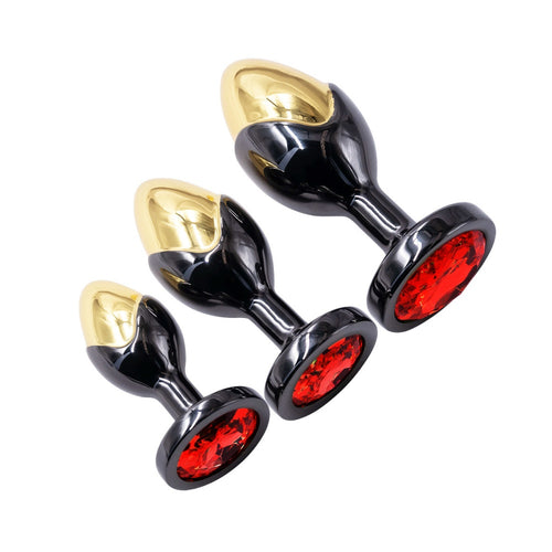 Venusfun 3PCS Metal Anal Plug Dual-color Butt Plug For BDSM Play