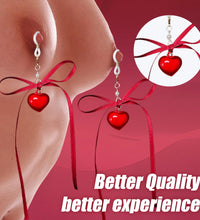 Venusfun Red Bowknot Heart Nipple Toy for Women Metal Breast Stimulator for BDSM
