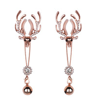 Venusfun Adjustable Metal Deer Head Nipple Clamps Elegant Rhinestone Breast Clips for Sensual Couples Play