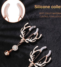 Venusfun Adjustable Metal Deer Head Nipple Clamps Elegant Rhinestone Breast Clips for Sensual Couples Play