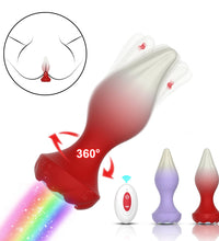 Venusfun Remote Control Rotating Silicone Anal Plug for Adults 10 Vibration Modes with Light Effects