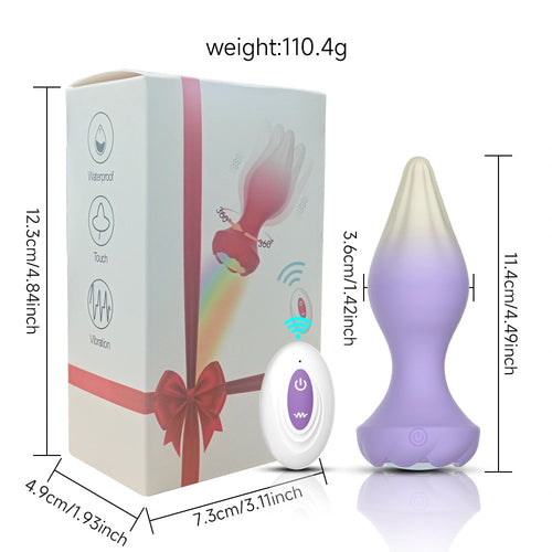 Venusfun Remote Control Rotating Silicone Anal Plug for Adults 10 Vibration Modes with Light Effects