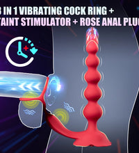 Venusfun 3 in 1 Dual Motor Cock Ring Anal Plug Vibrator for Couples