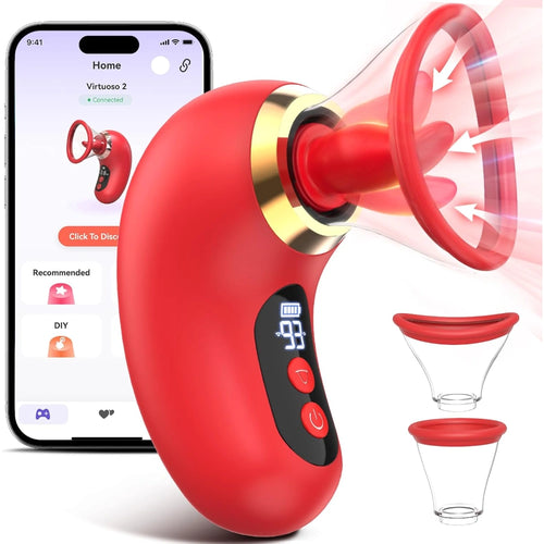 Venusfun App Controlled Licking and Sucking Vibrator LCD Display for G Spot and Clitoral Play