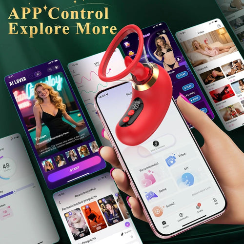 Venusfun App Controlled Licking and Sucking Vibrator LCD Display for G Spot and Clitoral Play