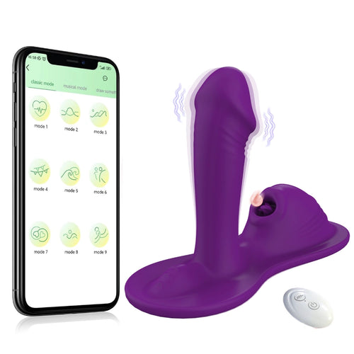 Venusfun Soft Silicone Riding Dildo Vibrator for Women G Spot Stimulation 9 Tongue Licking Modes APP Control
