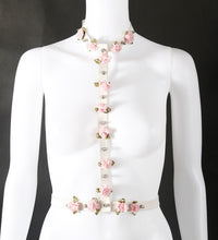 Venusfun BDSM Leather Corset with Rose Motif and Spiked Choker For Female