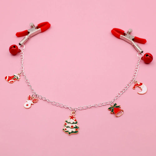 Venusfun Christmas Heart Bell Nipple Clips Adjustable Non Piercing Breast Toy for Women