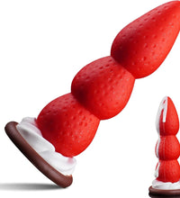 Venusfun Christmas Strawberry Anal Plug Silicone Fantasy Cute 3 Beads Sex Toys for