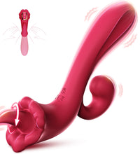 Venusfun Rose Vibrator with Tongue Licking Massager 3 Powerful Motors 10 Modes for Women