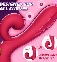 Venusfun Rose Vibrator with Tongue Licking Massager 3 Powerful Motors 10 Modes for Women