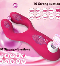 Venusfun Sucking Vibrating Clit & Nipple Clamps Dual-ended Tongue Licking Vibrator
