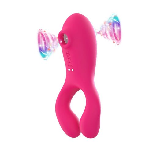 Venusfun Sucking Vibrating Clit & Nipple Clamps Dual-ended Tongue Licking Vibrator