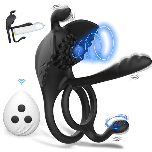 Venusfun Dual Rings 10 Vibrating Modes Penis Ring With Remote Control