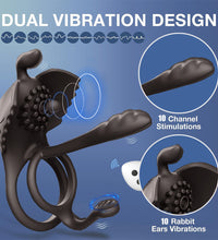 Venusfun Dual Rings 10 Vibrating Modes Penis Ring With Remote Control
