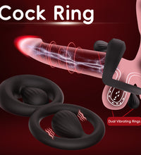 Venusfun Dual Rings Vibrating Silicone Cock Ring Fits For All Sizes