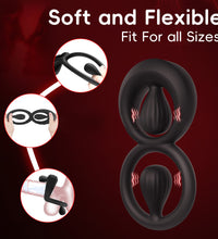 Venusfun Dual Rings Vibrating Silicone Cock Ring Fits For All Sizes