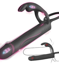 Venusfun Vibrating Anal Dildo with Strap On Dual Stimulation and G Spot Cock Ring for Couples