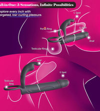 Venusfun Vibrating Anal Dildo with Strap On Dual Stimulation and G Spot Cock Ring for Couples