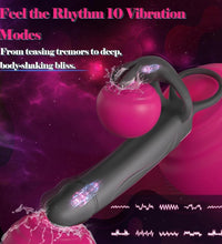 Venusfun Vibrating Anal Dildo with Strap On Dual Stimulation and G Spot Cock Ring for Couples