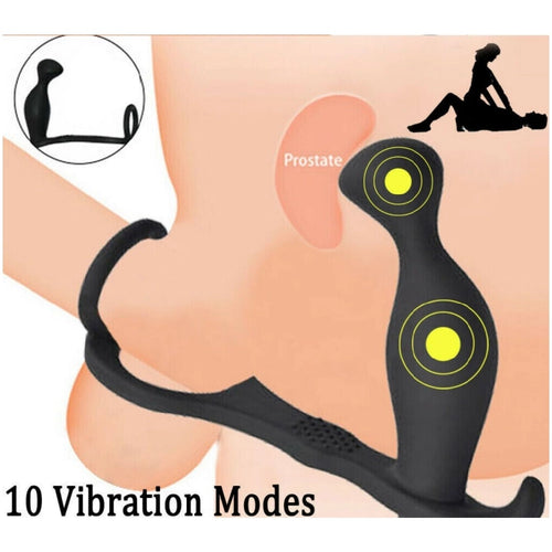 Venusfun Gay Male Insertable Vibrating Anal Plug Prostate Massager with Silicone Cock