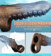 Venusfun Hollow Octopus Penis Sleeve Silicone Masturbator with 3cm Extension Ring