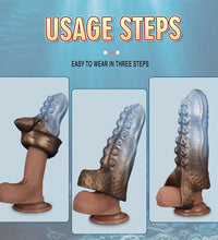Venusfun Hollow Octopus Penis Sleeve Silicone Masturbator with 3cm Extension Ring