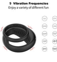 Venusfun Locking Vibrating Cock Ring for Men 9 Mode Silicone Delay Enhancer for Extended
