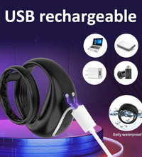 Venusfun Locking Vibrating Cock Ring for Men 9 Mode Silicone Delay Enhancer for Extended