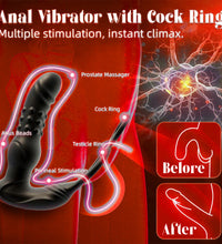 Venusfun Thrusting Butt Plug Anal Dildo with Cock Ring and 9 Vibrating Modes App Control for Men