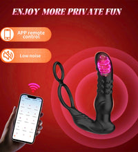Venusfun Thrusting Butt Plug Anal Dildo with Cock Ring and 9 Vibrating Modes App Control for Men