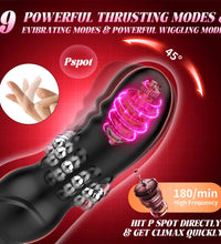 Venusfun Thrusting Butt Plug Anal Dildo with Cock Ring and 9 Vibrating Modes App Control for Men