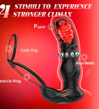 Venusfun Thrusting Butt Plug Anal Dildo with Cock Ring and 9 Vibrating Modes App Control for Men