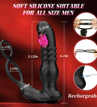 Venusfun Thrusting Butt Plug Anal Dildo with Cock Ring and 9 Vibrating Modes App Control for Men