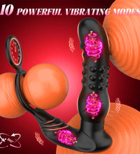 Venusfun Thrusting Butt Plug Anal Dildo with Cock Ring and 9 Vibrating Modes App Control for Men