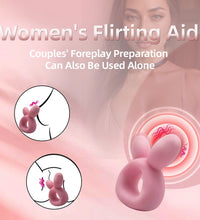Venusfun Rabbit Ear Vibrating Cock Ring Soft Silicone Dual Use Massager for Couples with 7 Modes
