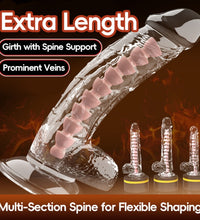 Venusfun Realistic Crystal Clear Giant Dildo With Suction Cup for Female